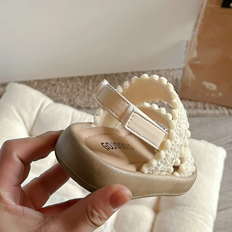 여아용 우븐 비치 슈즈, 부드러운 밑창  신발, 뒷면 스트랩 Size23-37, 2024 여름 신상