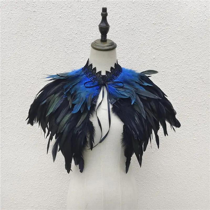 Chal De Plumas Gótico Con Cuello De Cuervo - Capa Con Alas, Para Halloween, Cosplay, Fiestas De Disfraces