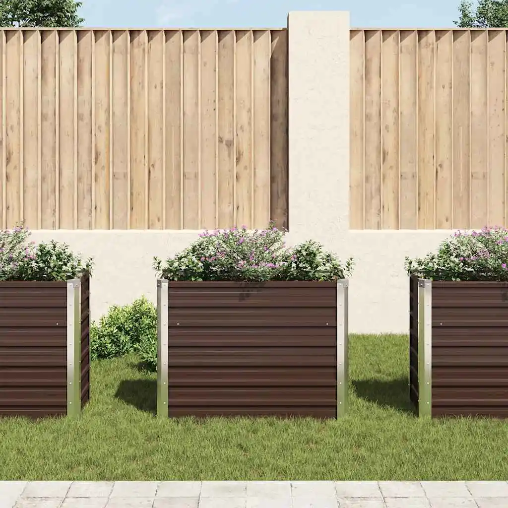 Hochbeet für den Garten, Braun, 100x40x77 cm, aus verzinktem Stahl, geeignet für den Anbau von Blumen und Gemüse. – Detail 3