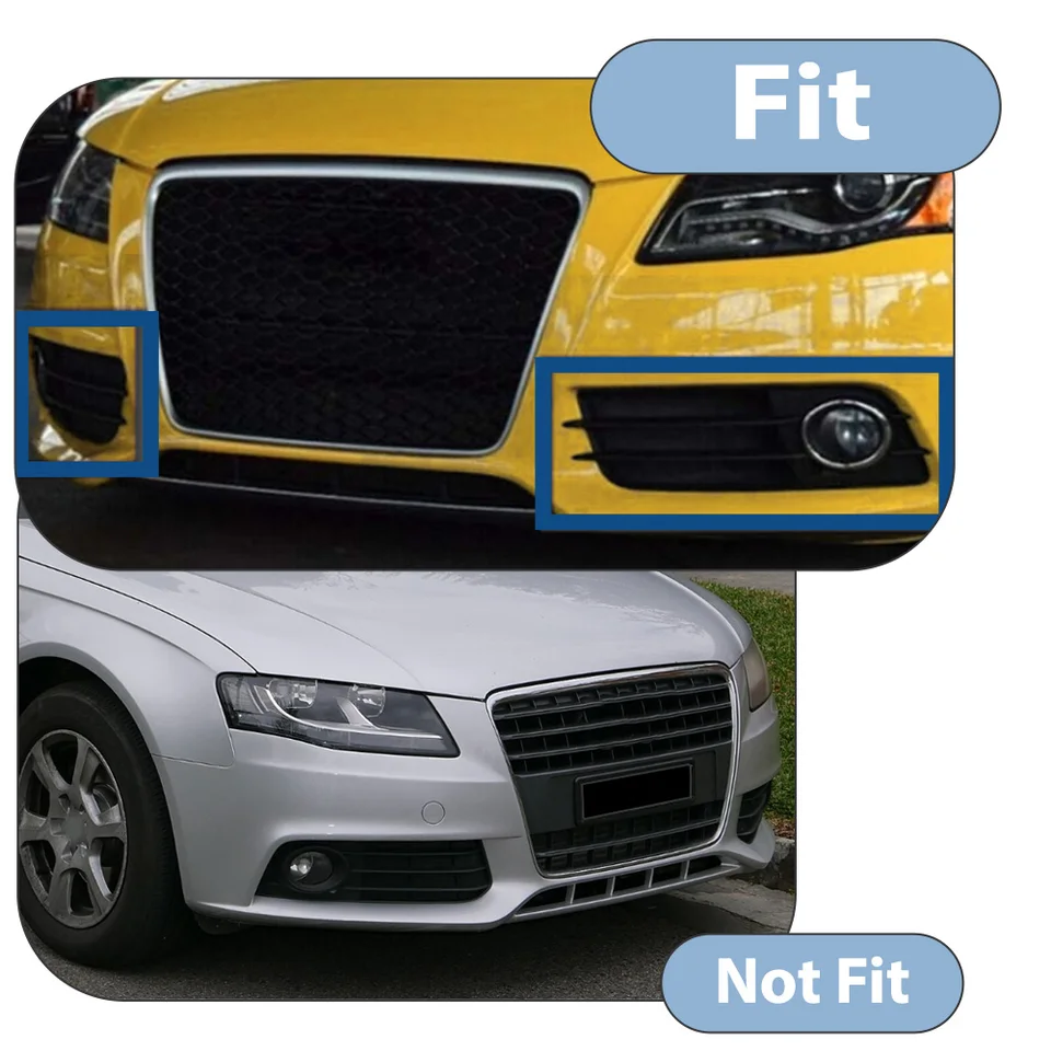 アウディA4 S４グリル フロントグリル　08年?　ブラックグリル　エンブレムメッキ 2PCS フロントロアバンパー フォグライト ハニカム ブラックグリル