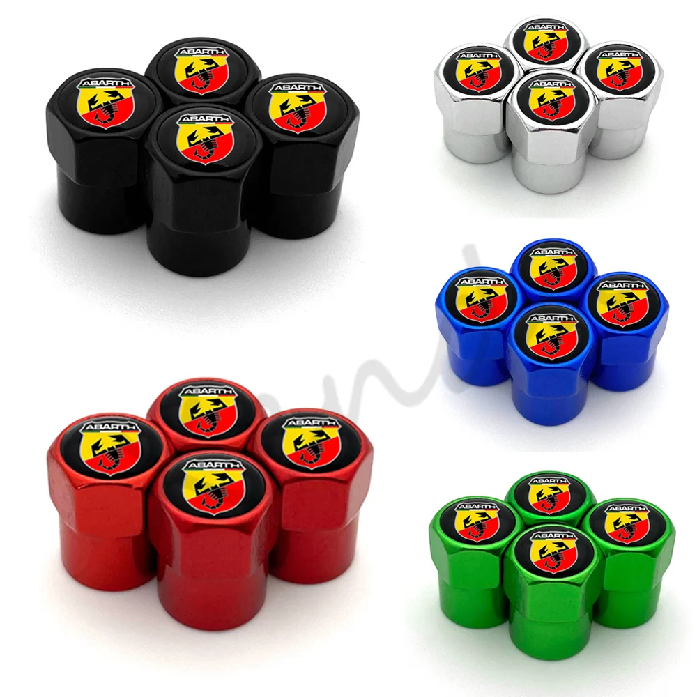 4Pcs Car Wheel Tire Valve Stem Caps Tyre Air Cover Plugs For Fiat Punto Abarth 500 Stilo Ducato Palio Bravo Doblo Accessories