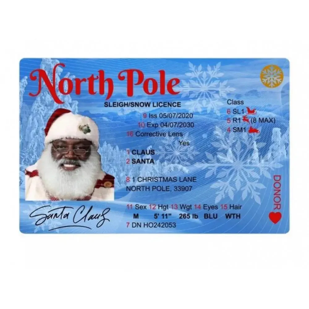 Card Santa Claus Flying Licence Christmas Eve Driving Licence Christmas Gift for Children Kids Decoration