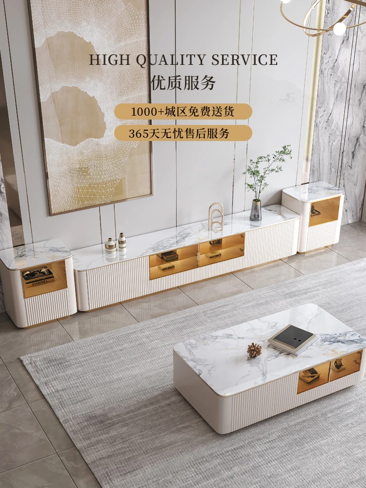

Slate tea table TV cabinet living room designer new floor cabinet combination small apartment light luxury TV cabinet modern sim