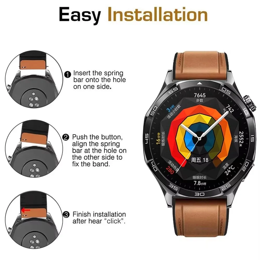Premium Soft Synthetic Leather Strap - 46mm Watchband Replacement