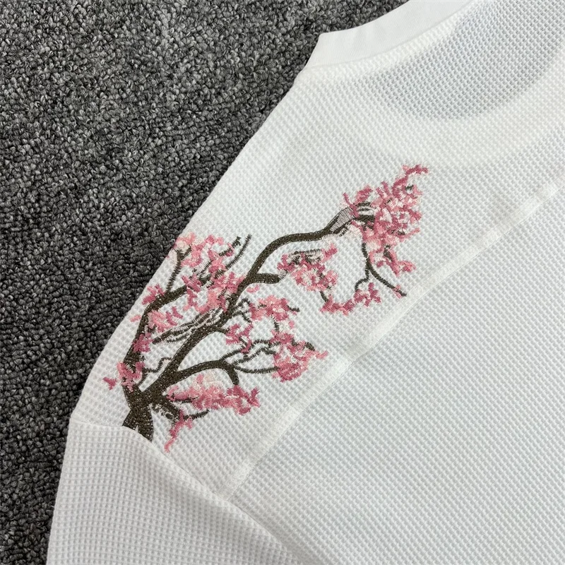 White Derschutze Blossom Long Sleeved T-Shirts Men Women