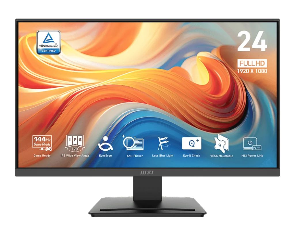 새로운 MSI PRO MP243L E14 모니터 24인치 1920 X 1080 FHD 144Hz HDR 아이케어 패널 IPS 평면 비즈니스 모니터 (데스크탑용)
