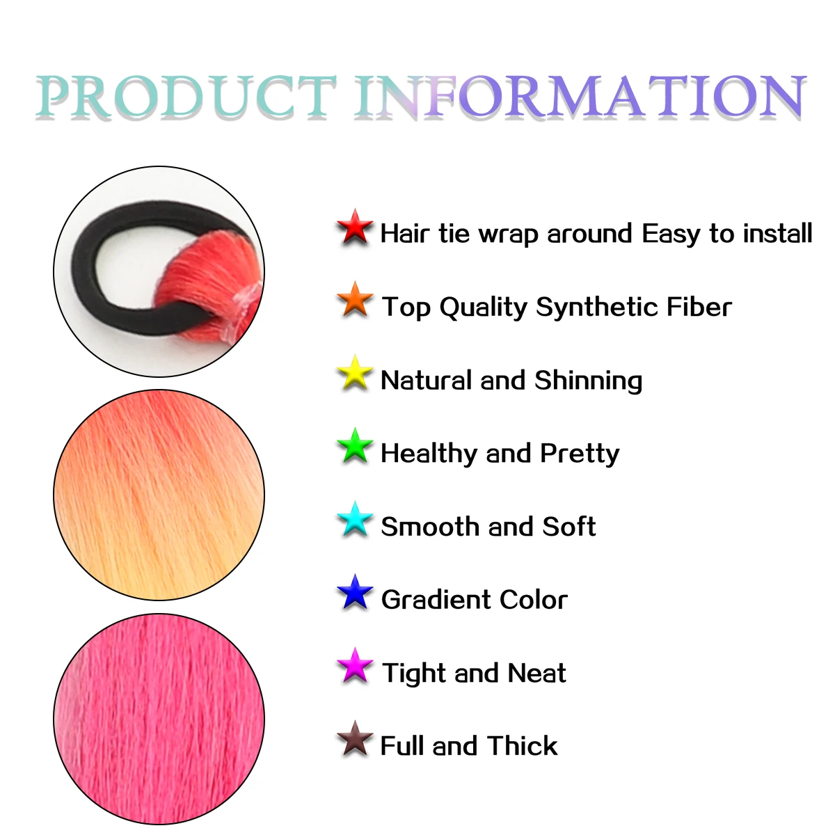 Synthetic rubber band braided ponytail gradient natural women and children ponytail extension elastic fake ponytail