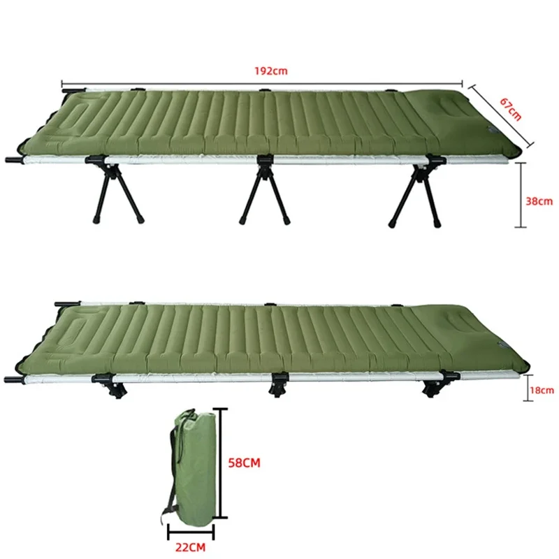 

Camping Cot Bed Aluminum Frame Lightweight Compact Foldable Portable Ultralight Wooden Folding Camping Cot