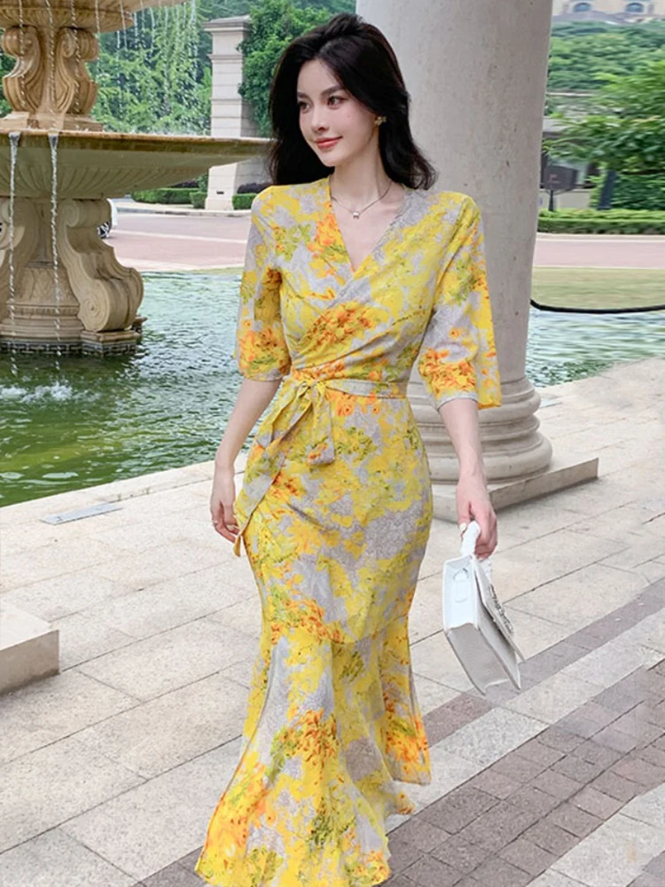 Summer Vacation Long One Piece Dress Women Clothes Elegant