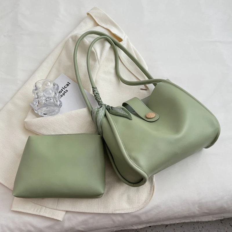 

Retro Designer Small Handbag and Purses for Women 2022 Summer Trends Brand Travel Simple 2pcs Solid Color Crossbody Shoulder Bag