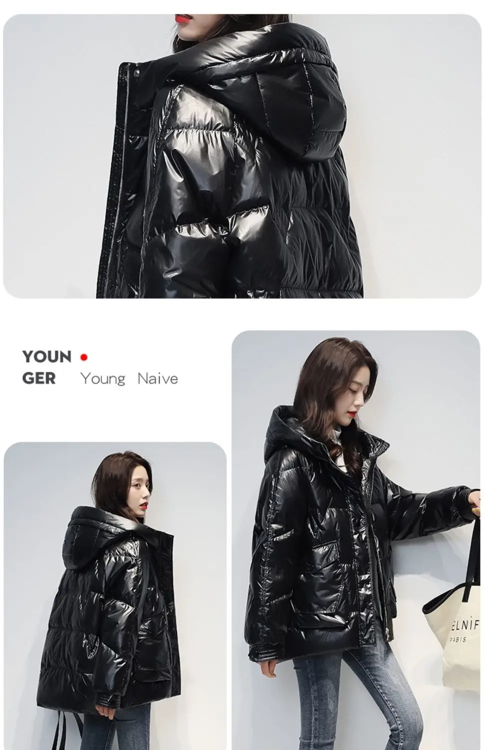 Short Down cotton Jacket For women's Winter 2026 New Glossy Fashion Loose Thick Coat Female Casual Cotton Hooded Parka Jackets