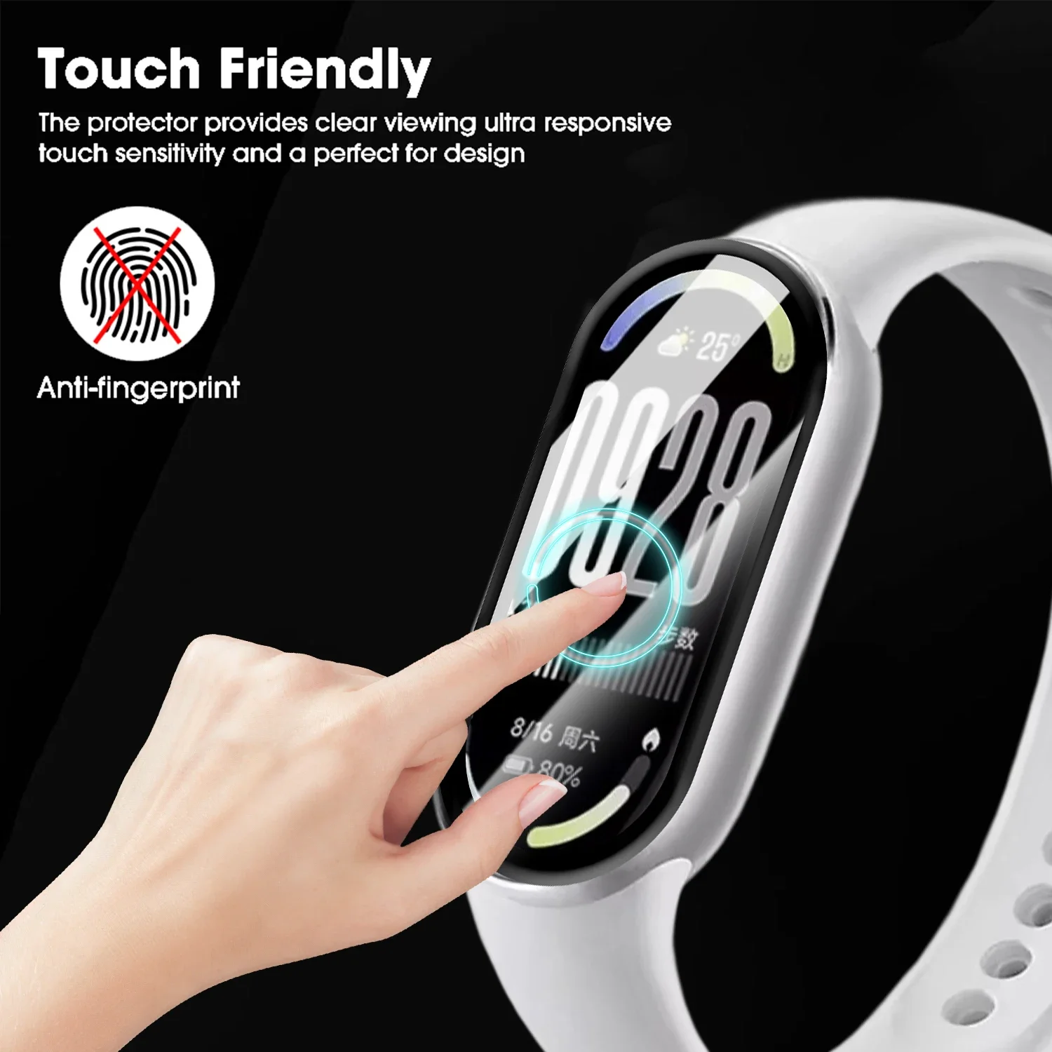 Easy to Install Screen Protector for Xaomi Mi Band 10 Anti-scratch Full Coverage Smart Watch Protective Film for Mi Band 10