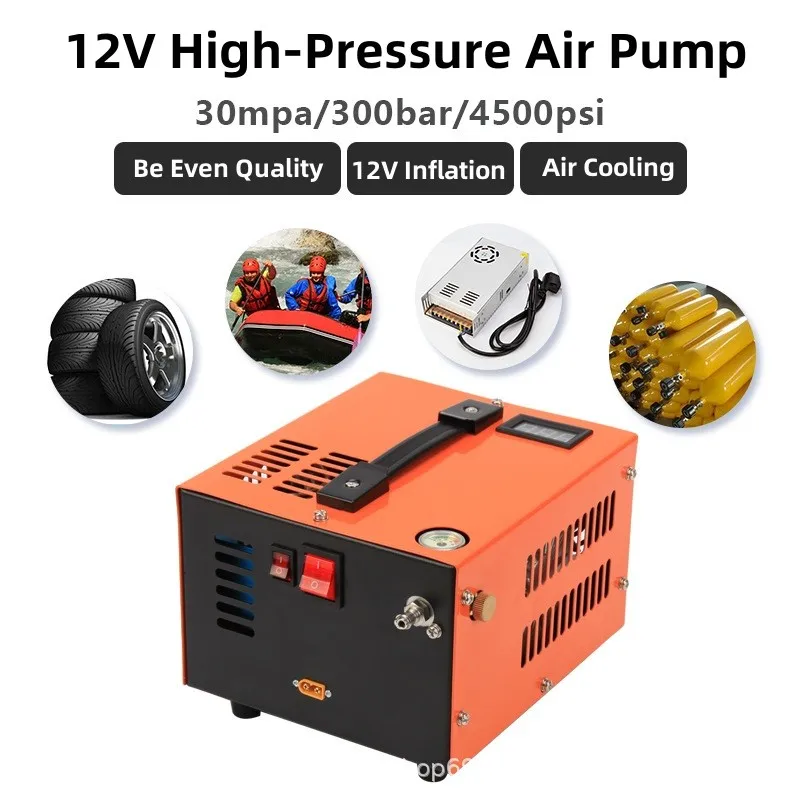12V 4500 Psi 300 Bar 30mpa High Pressure Air Compressor Pump With 220V Transformer High Pressure Inflator air compressor