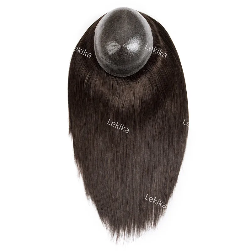 Parrucchino per Donne Sistema di Sostituzione Capelli in PU Capelli Umani 16 Pollici Capelli Lunghi Protesi Capillare Naturale per Donne - immagine 5