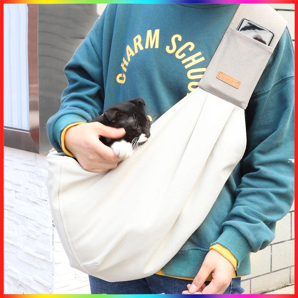 

Puppy Kitten Travel Chest Sling Bag Cotton Canvas Pet Single Shoulder Bag Breathable Portable Backpack Cat Dog Carrier Bags