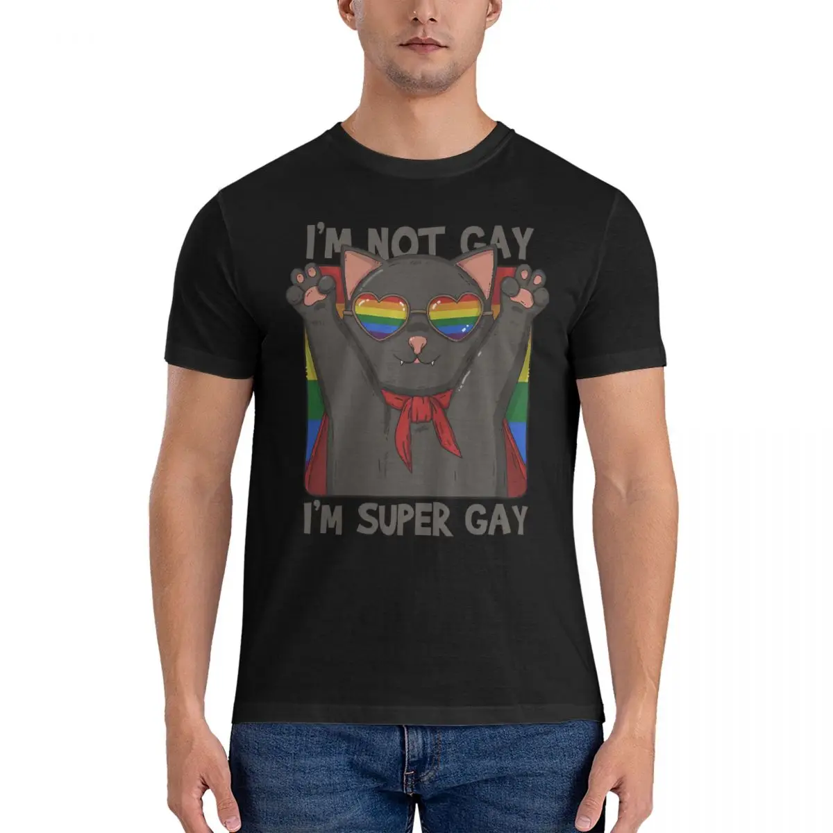 

Футболка мужская с надписью «I'm Not геев», потрясающая хлопковая рубашка с круглым вырезом, с коротким рукавом, с графическим принтом