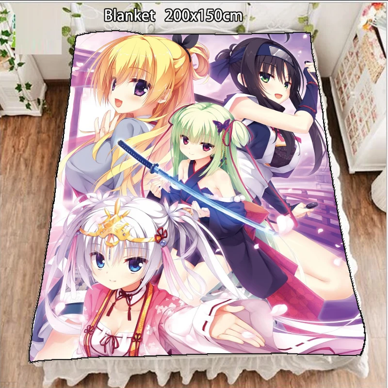 

Anime Fleece Blanket Senren Banka Tomotake Yoshino Maniwa Roka Quilt carpet soft Bedding Accessories 200x150cm