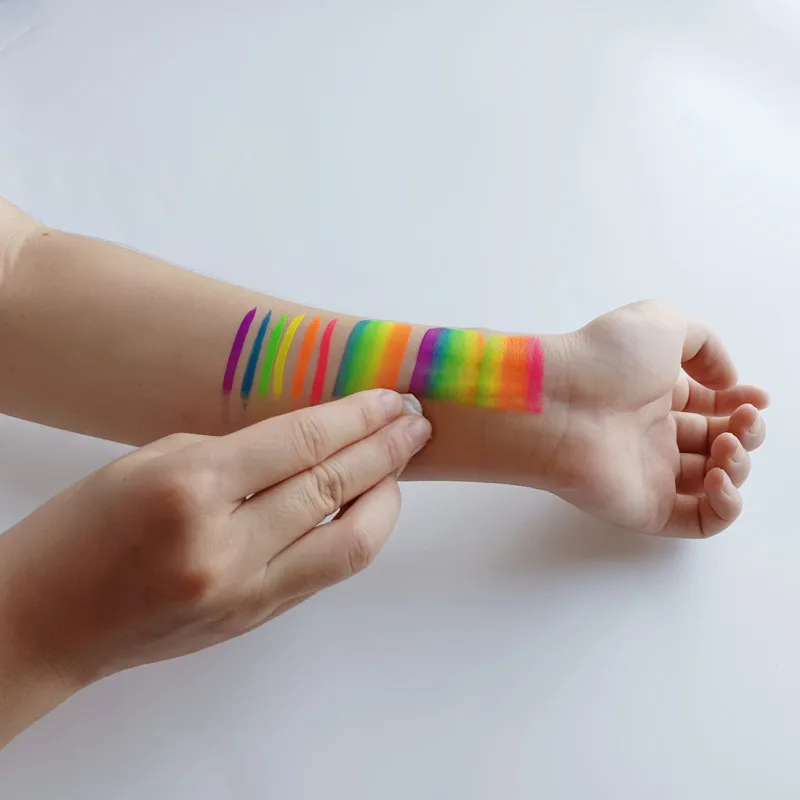30g Face Painting Rainbow Split Cake Non-Toxic Glow Water-Based Eyeliner For Christmas Halloween Special Makeup 5