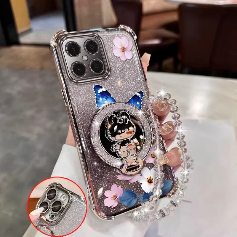 Elegant Soft Petals Bracket Lanyard Phone Case with a Comfortable Feel