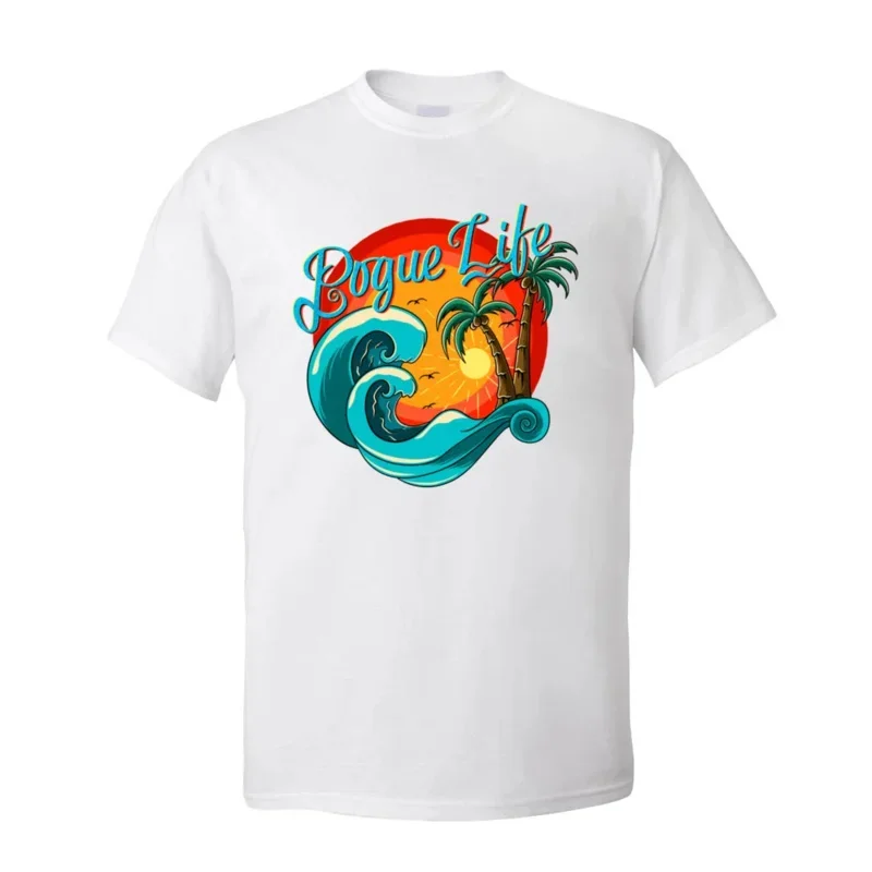

Футболка Swag мужская с коротким рукавом, хлопковая ткань, с круглым вырезом, с внешним банком, с принтом «pogue life» на День дурака, Новое поступление