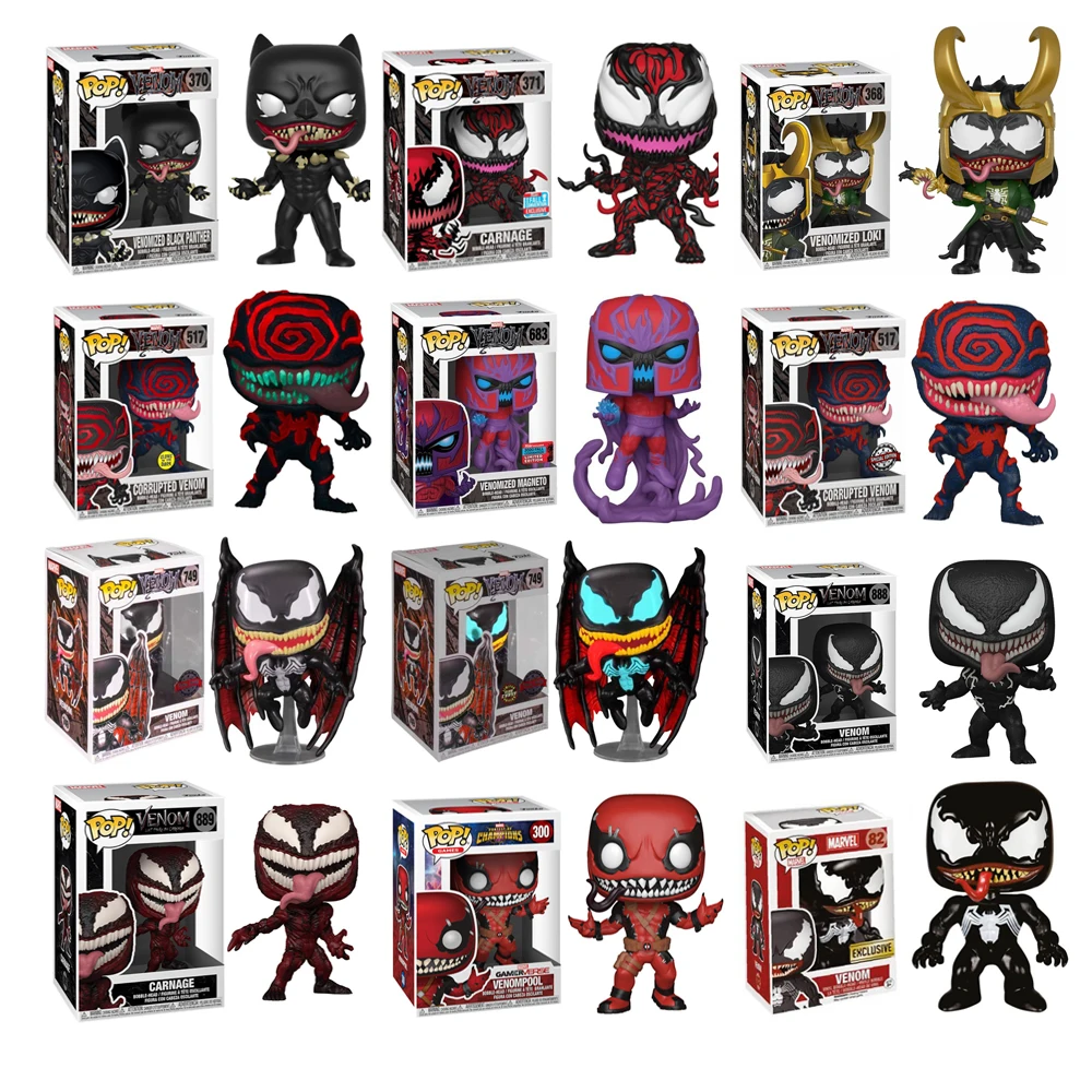 Funko Pop Venom E Symbiotes Carnage #889 Venomized Loki #368 Venompool #300 Vinyl Figure Doll Model Toys