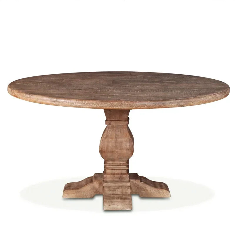 

Набор круглых обеденных столов и стульев в американском стиле из массива дерева в стиле ретро, простой домашний обеденный стол, Высококачественная мебель на заказ