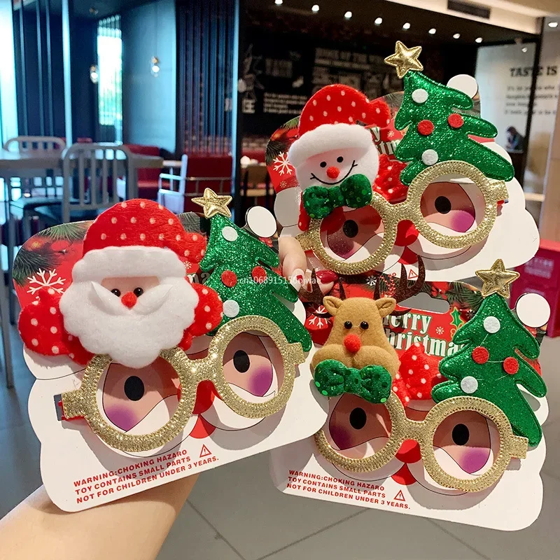 Christmas Party Glasses 1pcs Christmas Glasses Santa Claus Snowman Elk Xmas Tree Glasses DIY Photo Props Kids Gifts Happy New Year Party Decoration