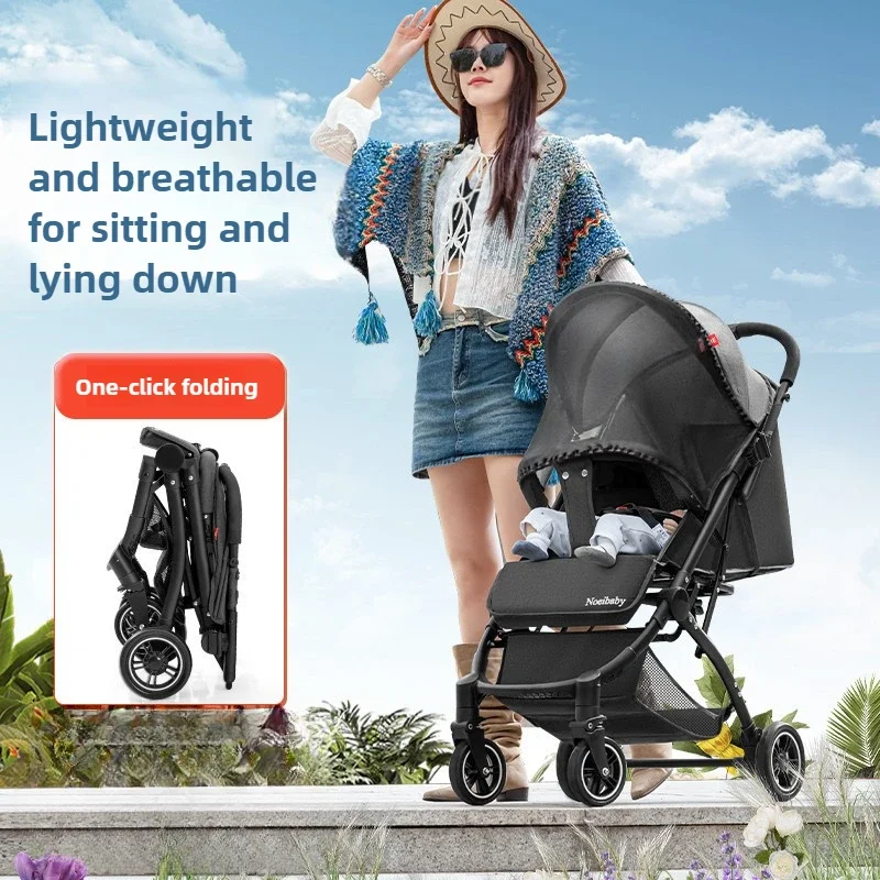 Baby Stroller Can Sit and Lie Down Lightweight Folding Children's Baby Walking Artifact High Landscape Pull Rod Stroller Summer