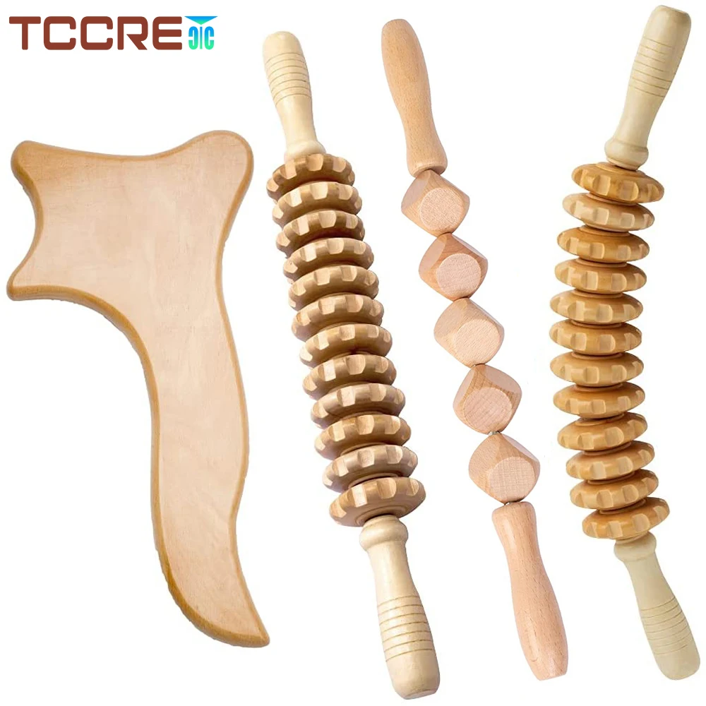 Curved Wooden Massage Roller Stick Wood Therapy Massager for Anti-Cellulite Lymphatic Drainage Body Sculpting Muscle Pain Relief curved wood therapy roller massage tools wooden massage muscle roller stick for anti cellulite lymphatic drainage body massager