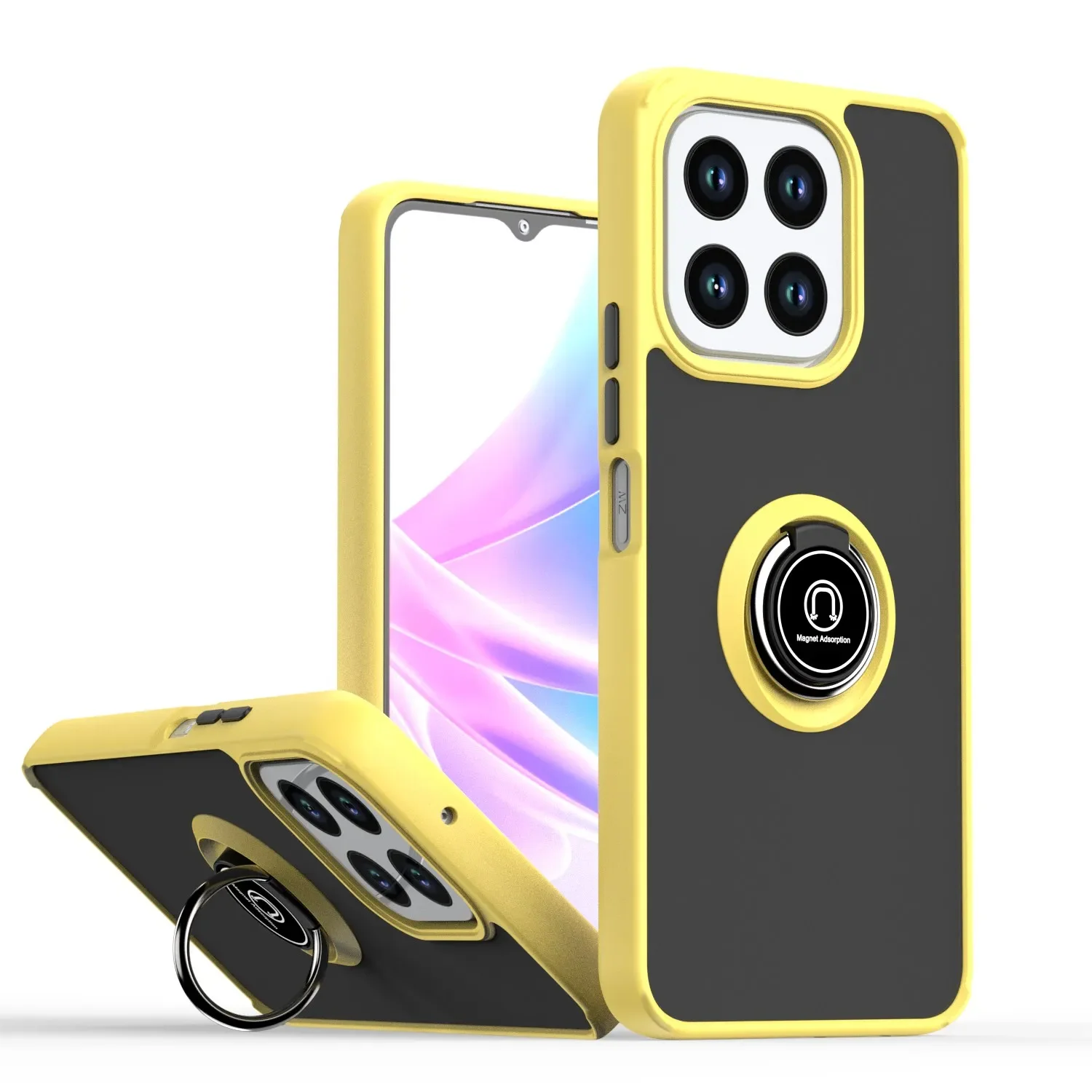 Enhanced Armor Matte Case with Magnetic Ring Stand Holder - Shockproof Protective Cover