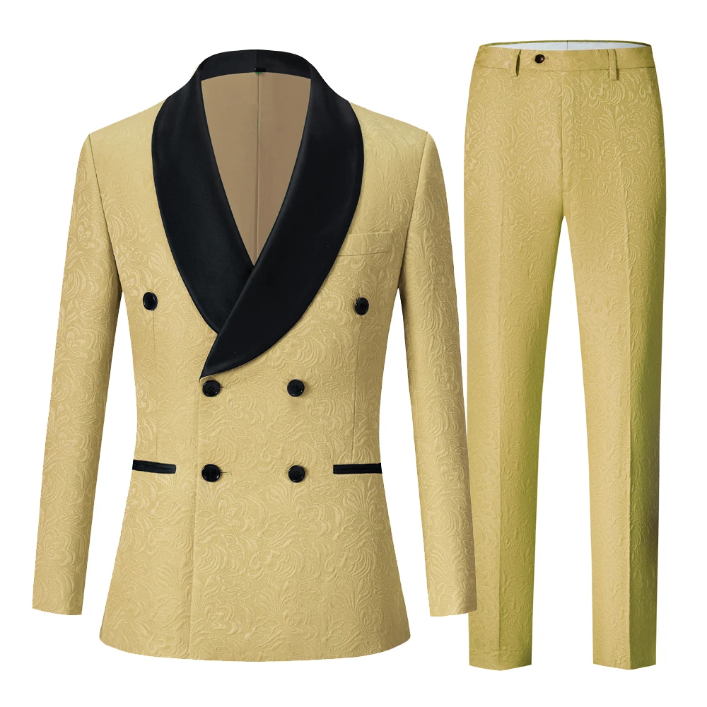 Children Formal Double Breasted Suit Set Boy New Wedding Party Peformance Costume Kids Blazer Pants 2pcs Clothing Set Six button
