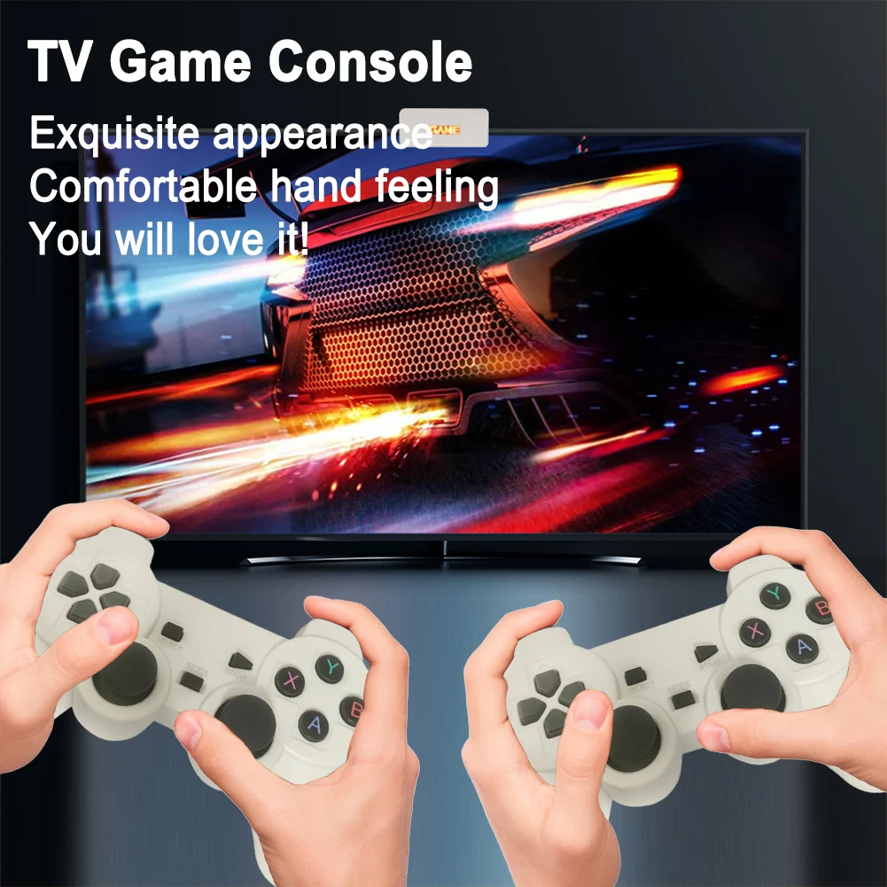 무선 게임패드 멀티 에뮬레이터 플러그 앤 플레이 비디오 TV 게임 스틱, 4K HD 휴대용 비디오 게임 콘솔, 64G + 128G/256G
