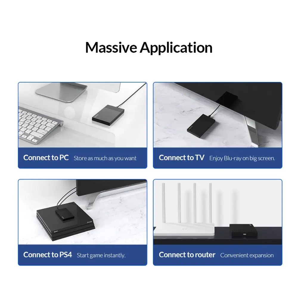 ORICO HDD 케이스 2.5'' SATA to USB3.1 하드 드라이브 인클로저 6Gbps 2.5인치 SSD 디스크 HDD 박스 HD 외장 인클로저 UASP 지원