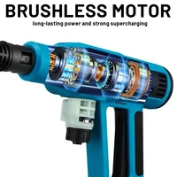 Pistolet de lavage haute pression électrique sans balais Gisam 250 bars, 4 vitesses, pour le lavage domestique et automobile, compatible avec batterie Makita 18V 5
