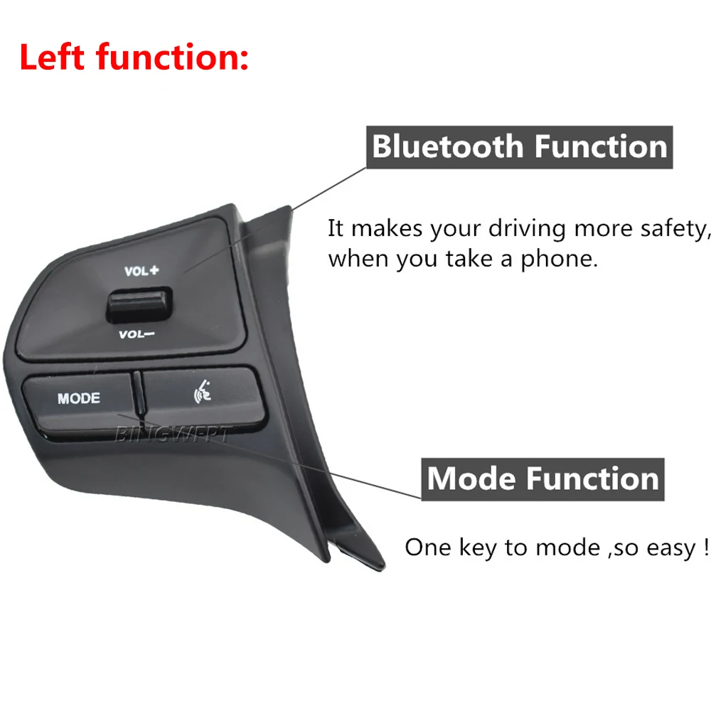 Car Styling Multifunctional Steering Wheel Control Button Audio Phone Volume Switch For Bluetooth For KIA RIO 2011-2014 steering wheel trim cover