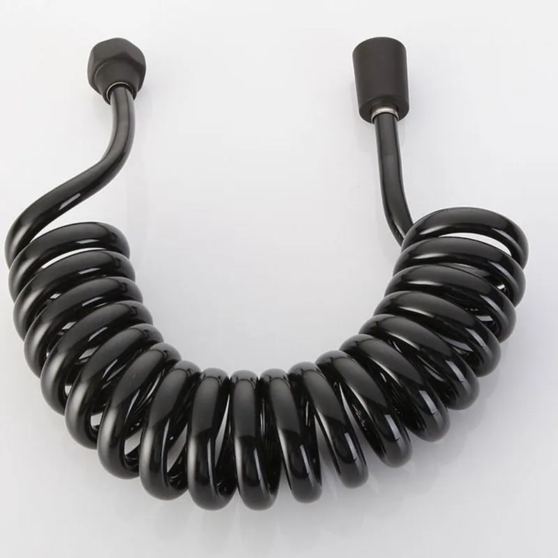 Primavera Flexível Mangueira de Chuveiro para Encanamento Água wc Bidé Pulverizador Arma Linha Telefone Acessórios do Banheiro 2m 3m Preto
