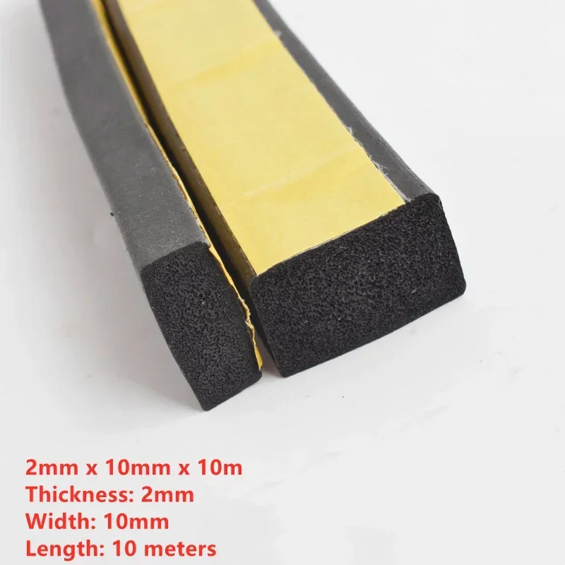 EPDM Self-Adhesive Soundproof Foam Seal Strip - Black Rubber Anti-Collision Gasket