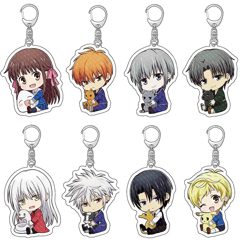 

Anime Fruit Basket Key Chain Acrylic Cartoon Figure keychains Metal Holder Key Ring Pendant Jewelry Gift Cosplay Bag Accessories