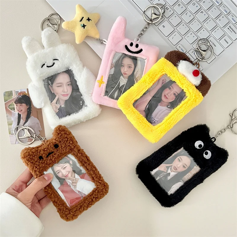 

Kpop милый мультяшный плюшевый держатель для фотокарты корейский держатель для удостоверения личности брелок Подвеска Аксессуары для стола канцелярские принадлежности для хранения изображений Idol