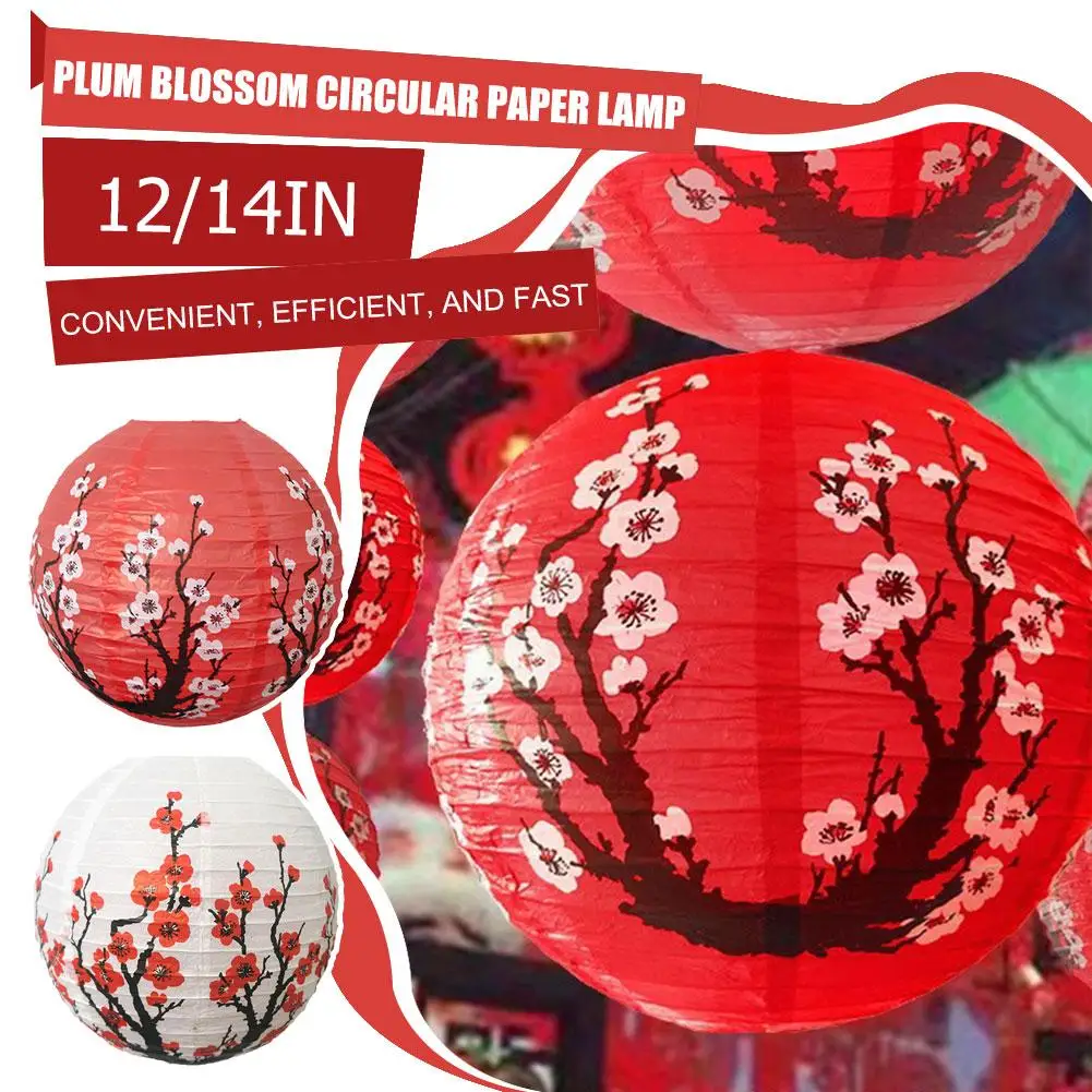 

30cm Plum Blossom Round Paper Lantern Lamp Shade Chinese Antique Paper New Decor Lampshade Lantern Year Home Paper B8O9