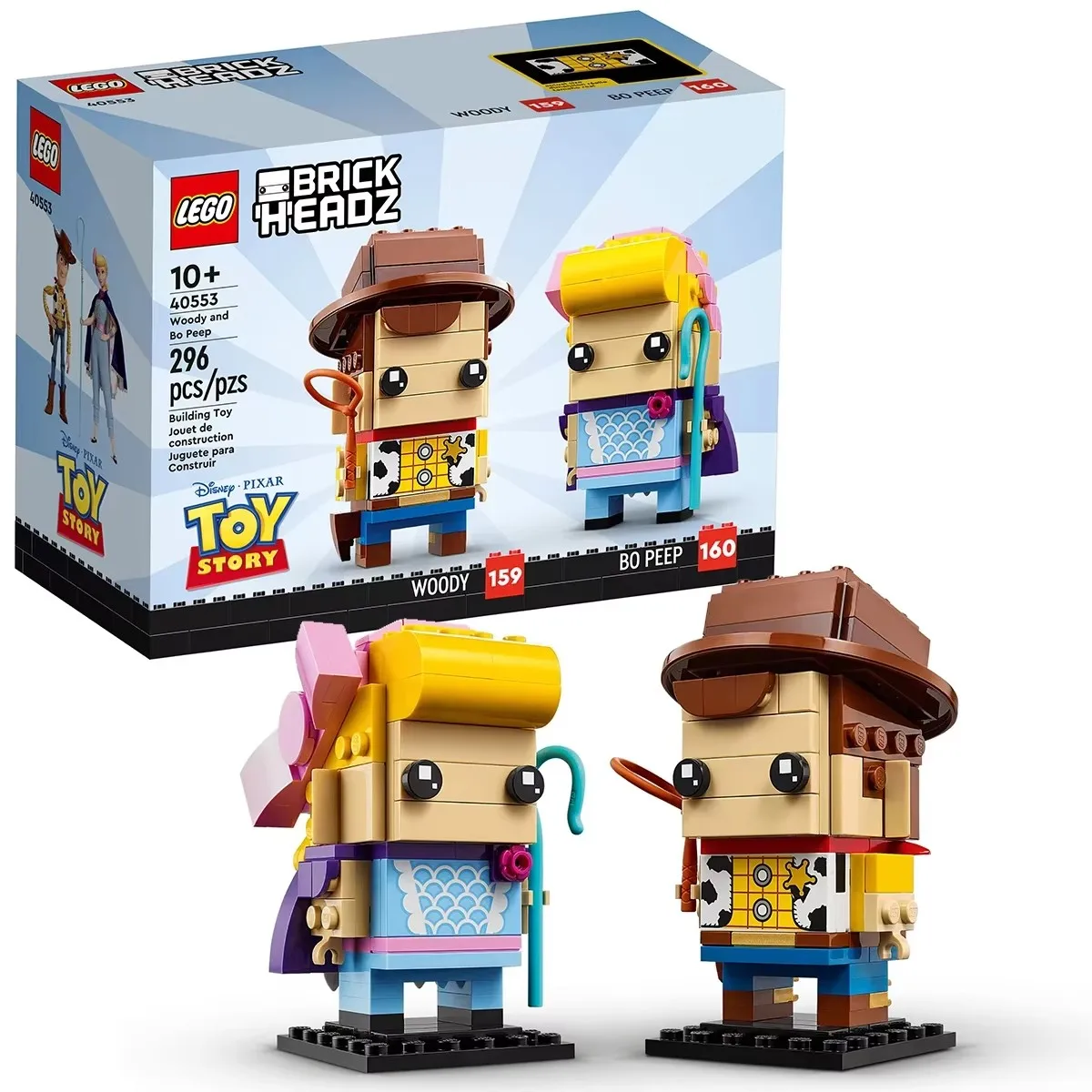 LEGO® BrickHeadz™ Style Buildable Disney and Pixar’s Toy Story and Toy Story 4 Figures, Woody and Bo Peep (40553) 296 Pieces