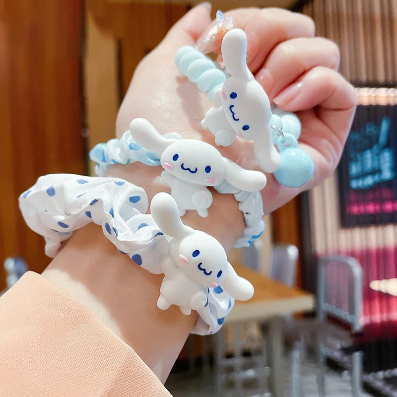 

Sanrio Cinnamoroll женские резинки для волос эластичные резинки для волос головные уборы для девочек милые аксессуары для волос украшения