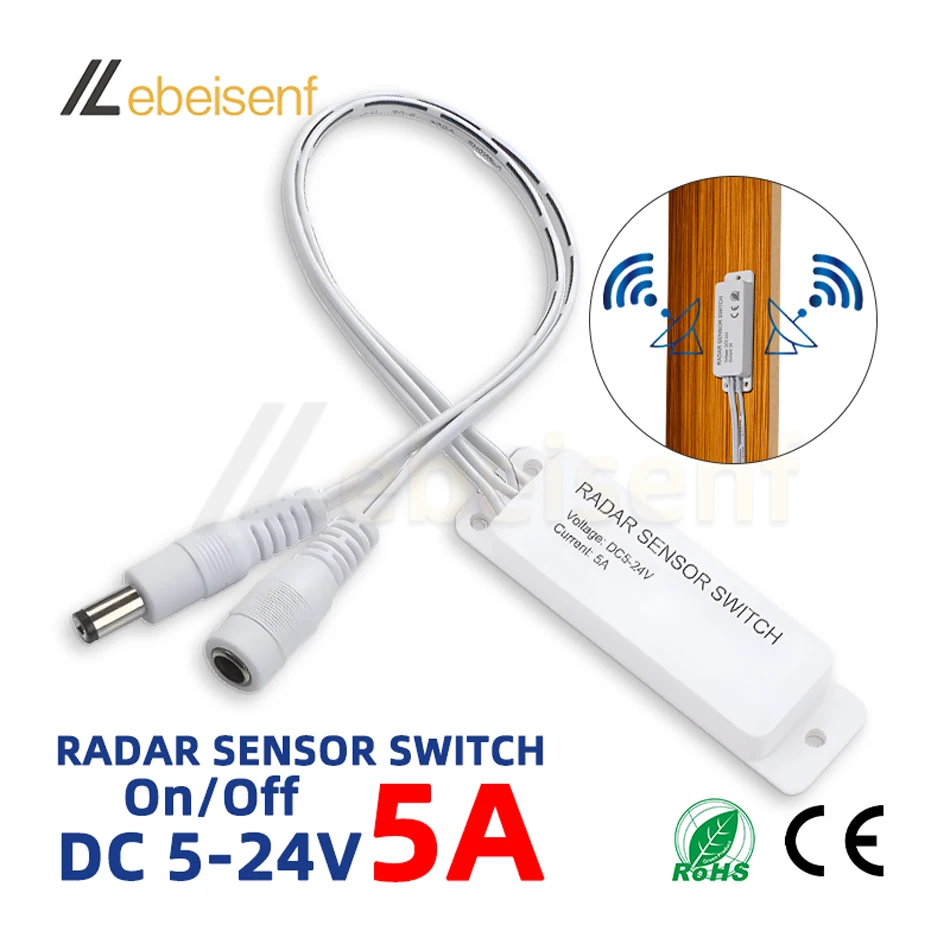 DC 5V 12V 24V 5A Microwave Radar Sensor Switch Controller 5-8m Human Body Induction On/Off for PWM LED Single color Strip Light