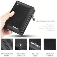 New Men PU Leather Short Wallet with Zipper Coin Pocket Vintage Big Capacity Male Short Money Purse Card Holder - Image 5