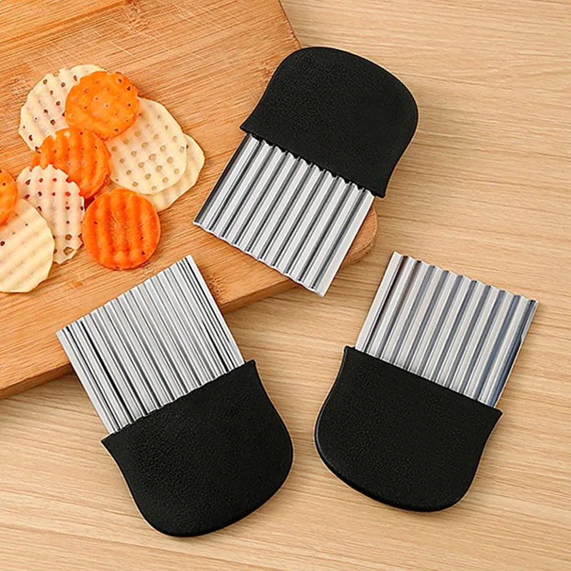 304 stainless steel potato chip slicer dough vegetables and fruits corrugated wave vegetable cutter kitchen gadgets 1pcs