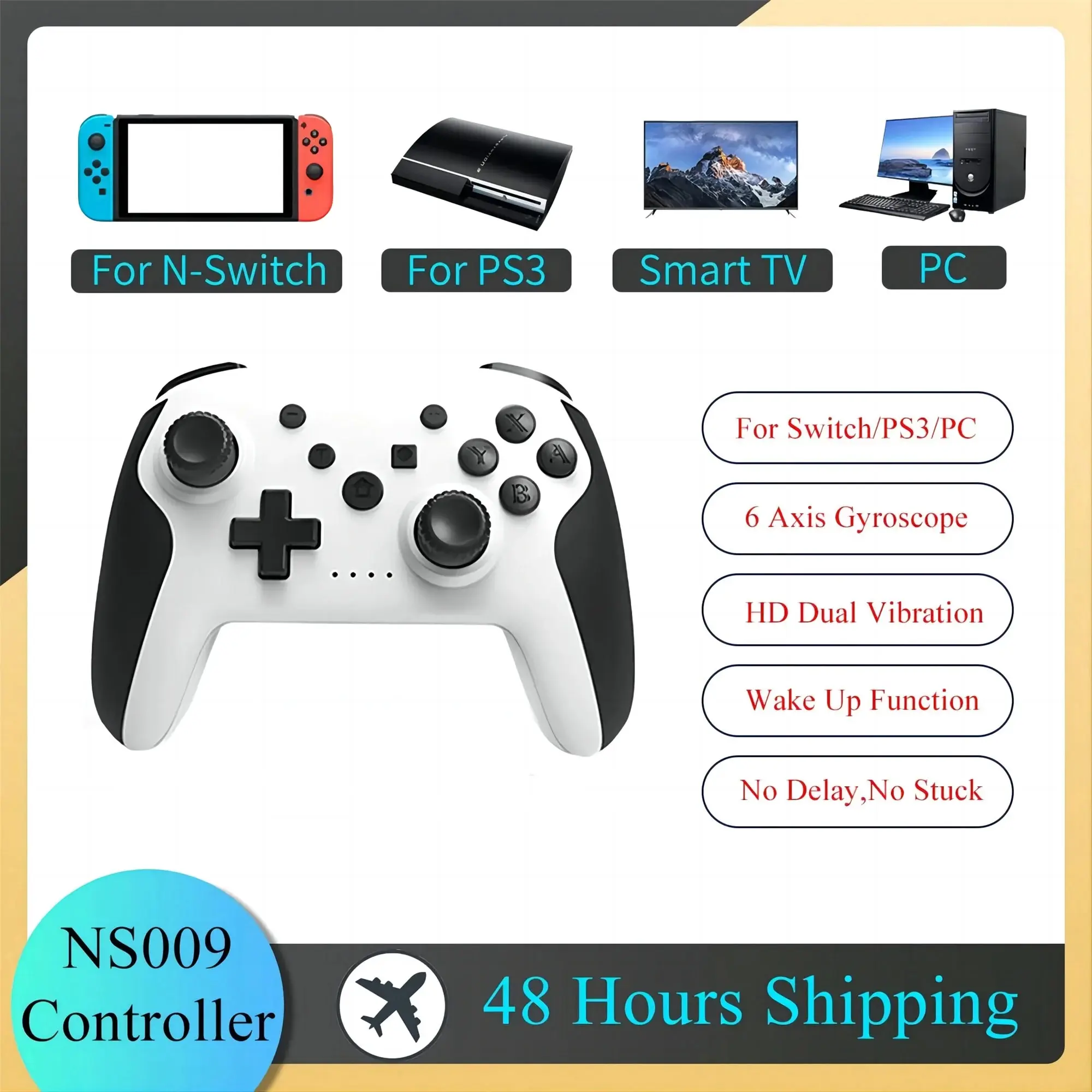 GAMINJA NS009 Bluetooth Game Controller Wireless Gamepad For Nintendo Switch  Console PS3 PC Windows 7 10 Dual Vibration Joystick