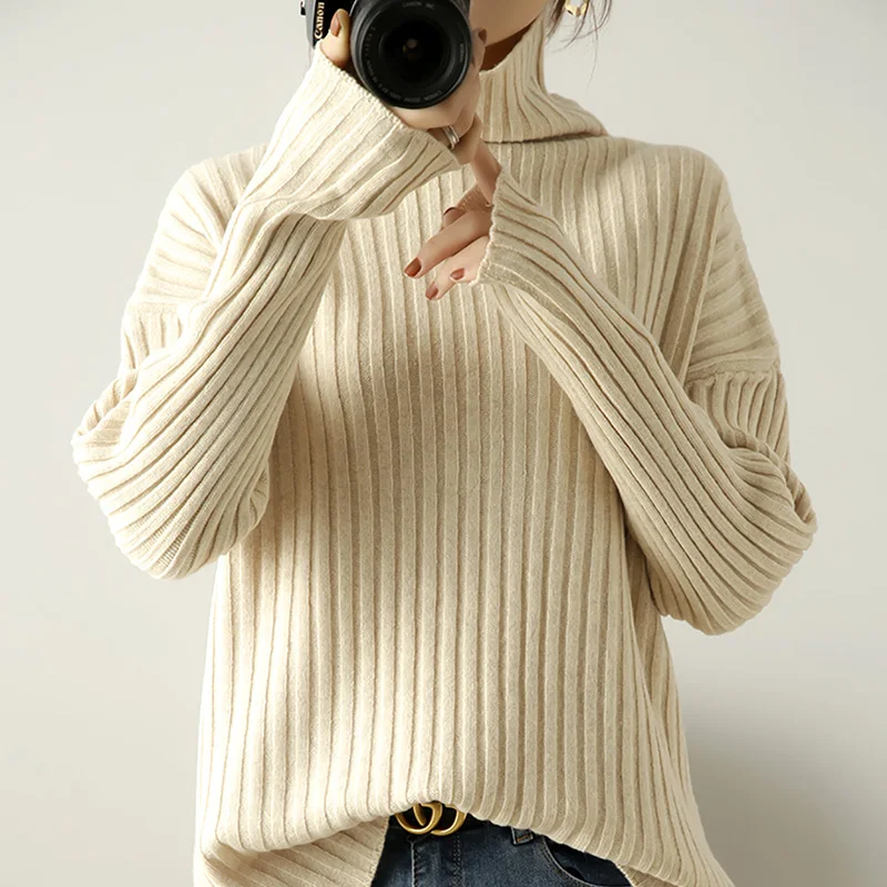 

Cashmere Sweater Women's Turtleneck Sweater 100% Wool Knit Bottoming Shirt Slim Fit Fashion Winter Long Sleeve Sweater Women