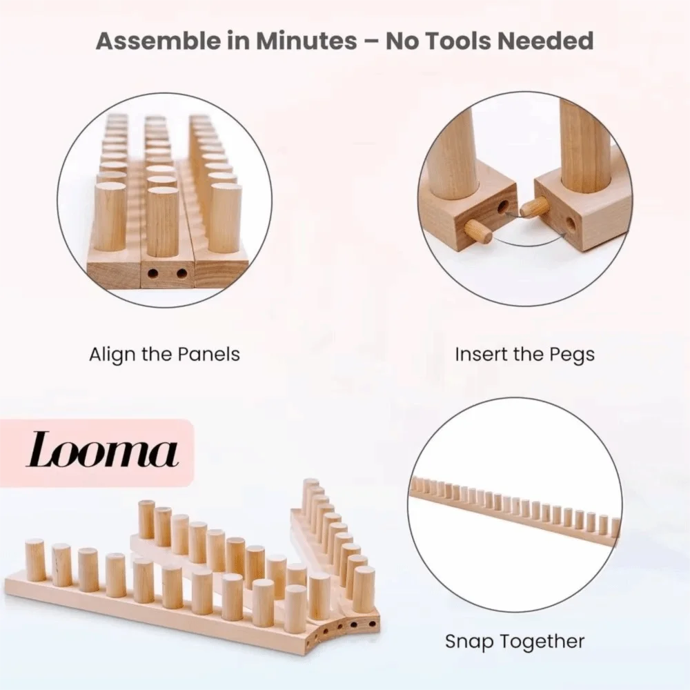 Adjustable Size Chunky Blankets Loom Modular Design Portable Wooden Knitting Frame Easy Assembly Beginner Friendly