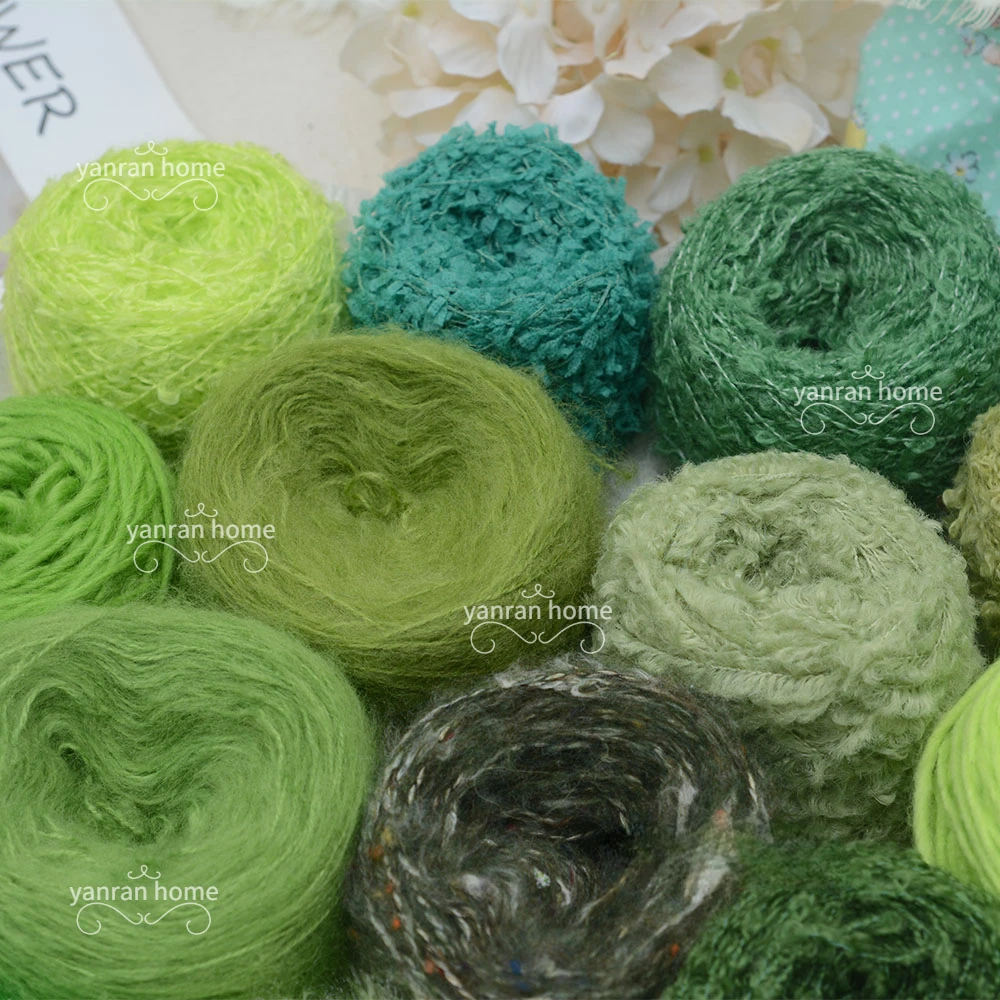 50g Forest Green Christmas Mohair Yarn Hand Wiring Sweater Scarf Paper Knitting Belt Toothbrush Halloween Decor Hand Mixed Yarn