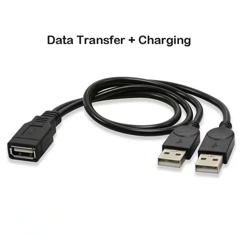 USB 케이블 스플리터 데이터 전송 전원 공급 코드 30CM USB2.0 듀얼 암-수 플러그 와이어 컨버터 충전 연장선